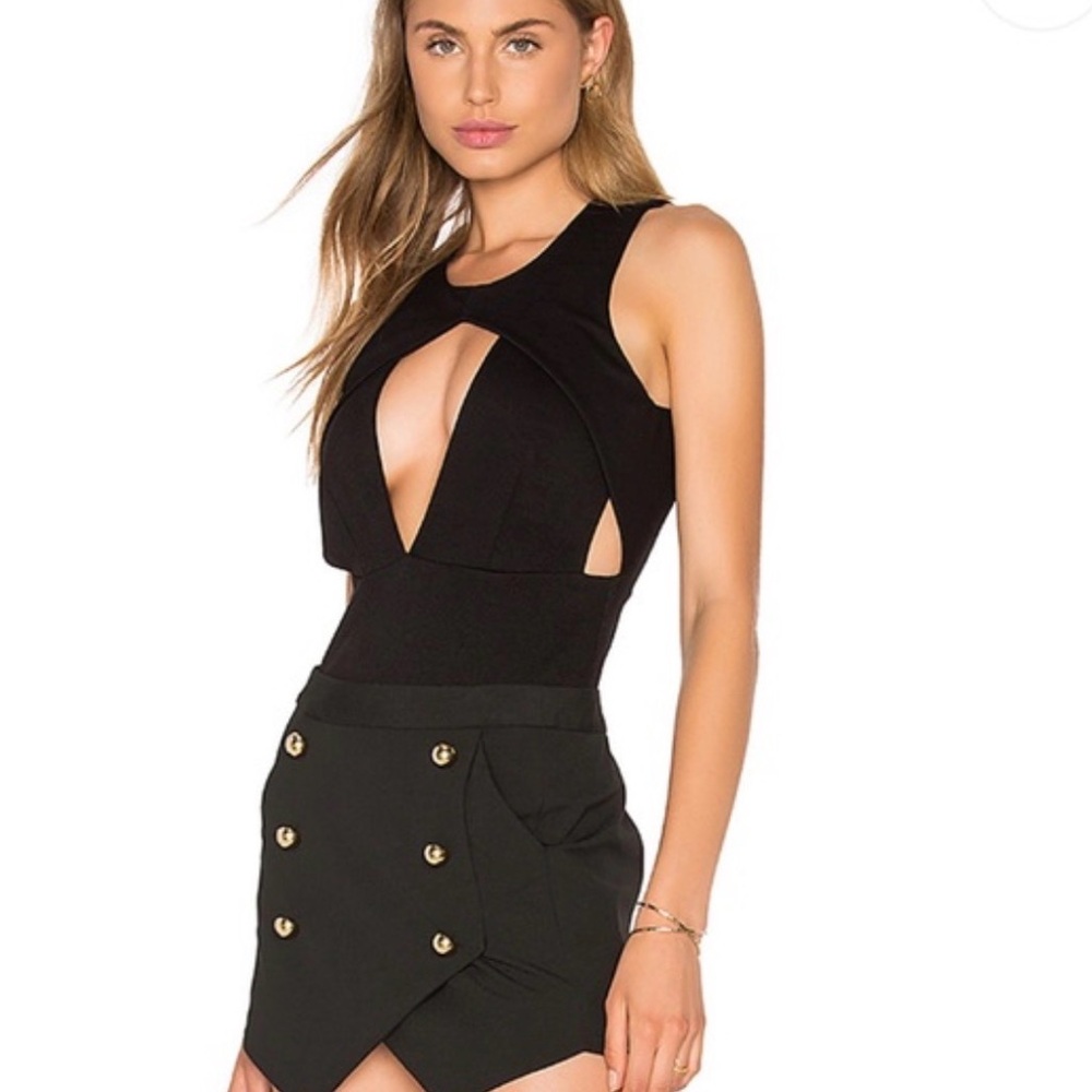 Michelle Mason Holster Sleeveless Bodysuit in Black Size Small NWT
